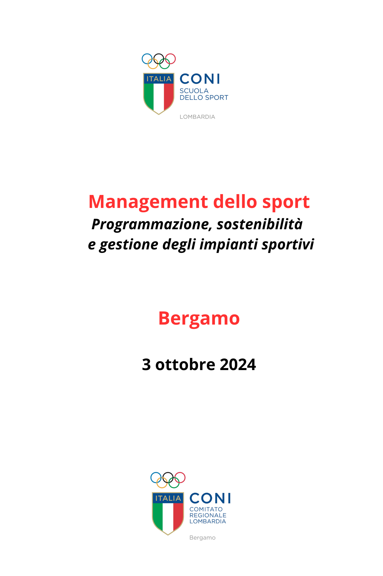 Bergamo - Management dello sport - Programmazione, sostenibilità  e gestione degli impianti sportivi