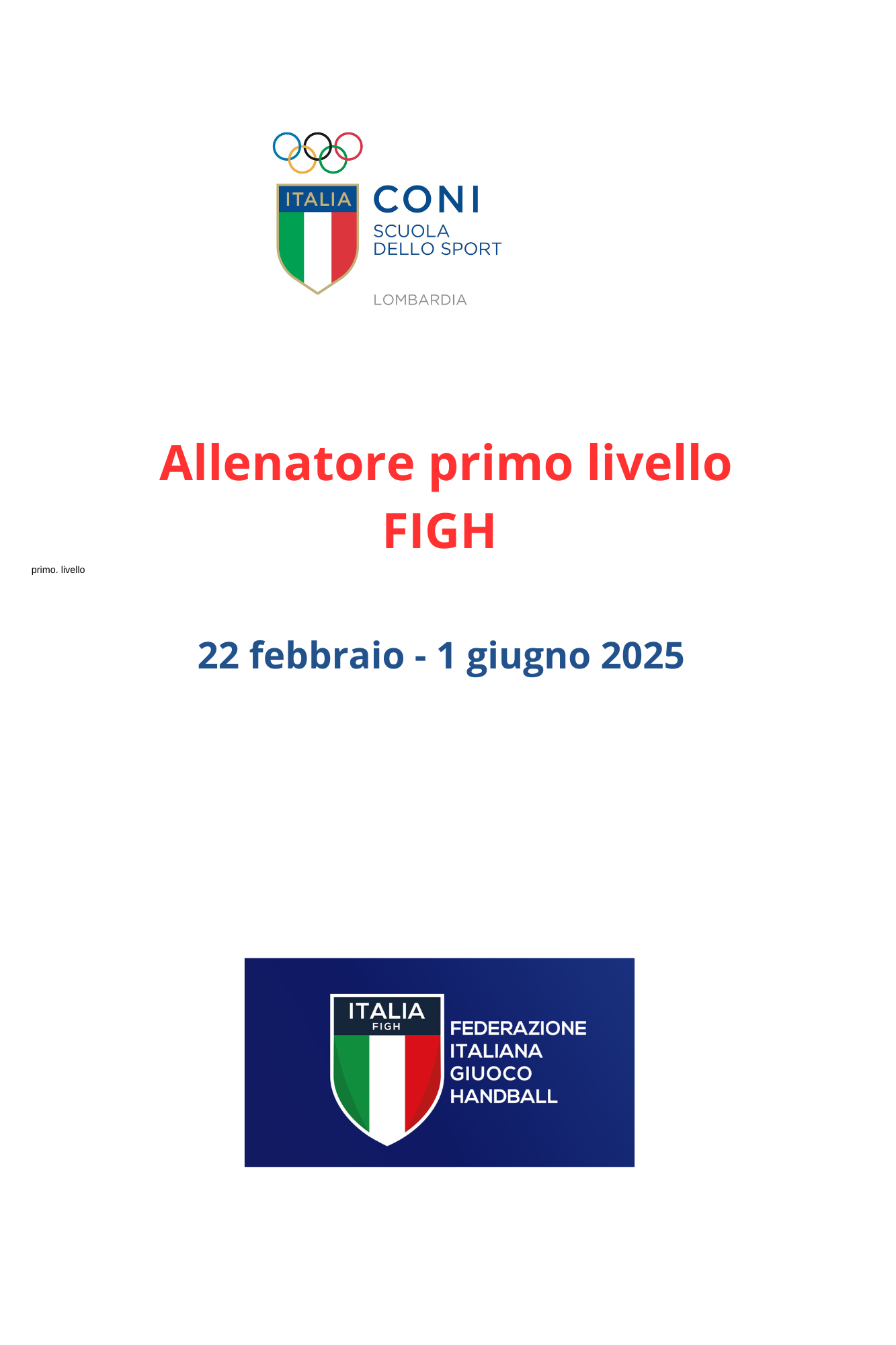 FIGH - Corso di formazione Allenatori 1 livello 