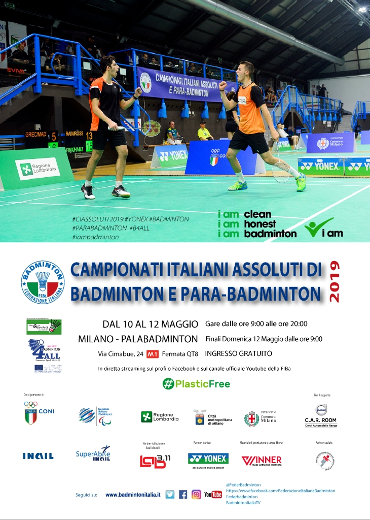 LOCANDINA CAMPIONATI ITALIANI ASSOLUTI BADMINTON PARABADMINTON 2019