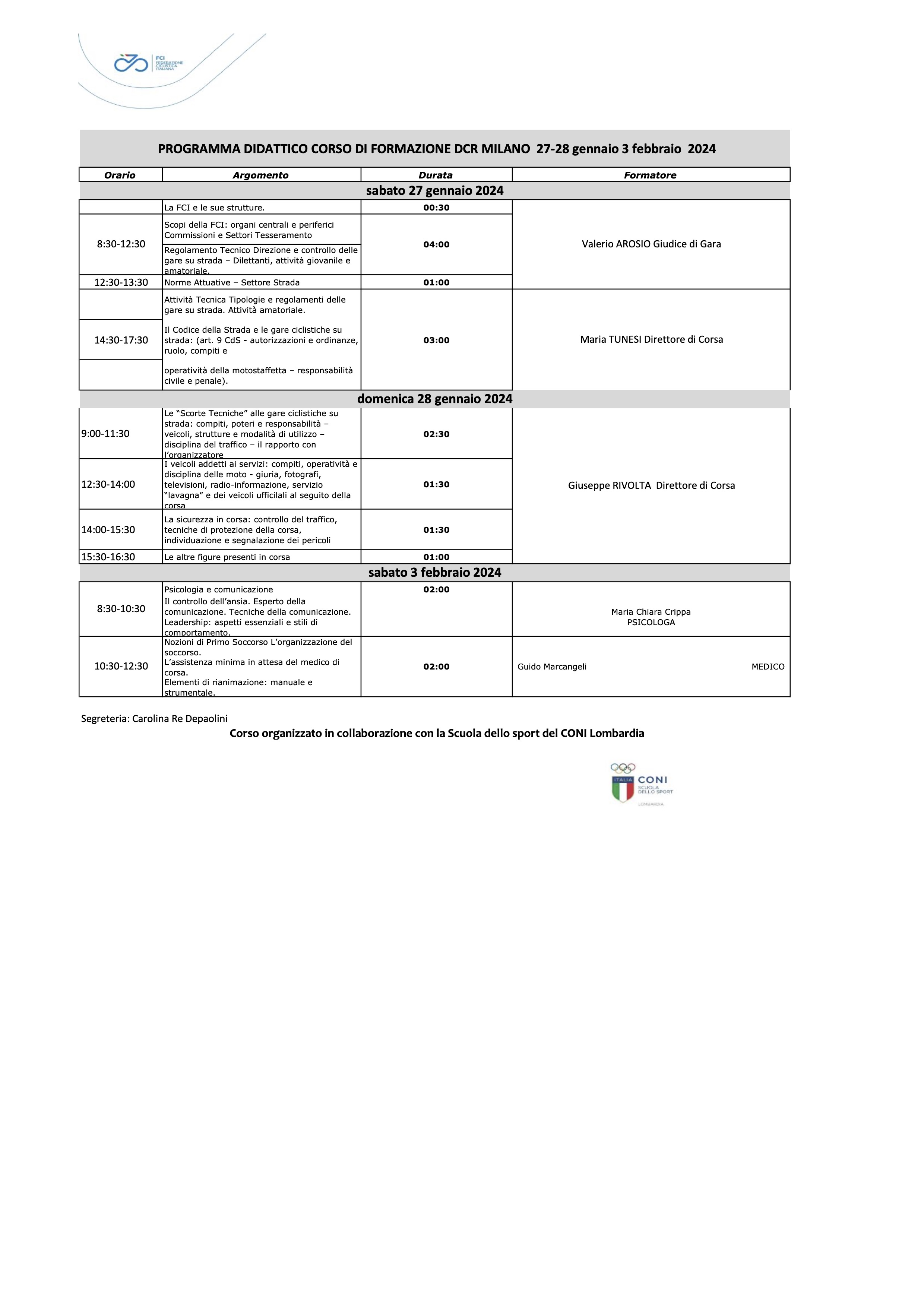 Federciclismo-CRL: CORSO DI FORMAZIONE PER DIRETTORI DI CORSA REGIONALI