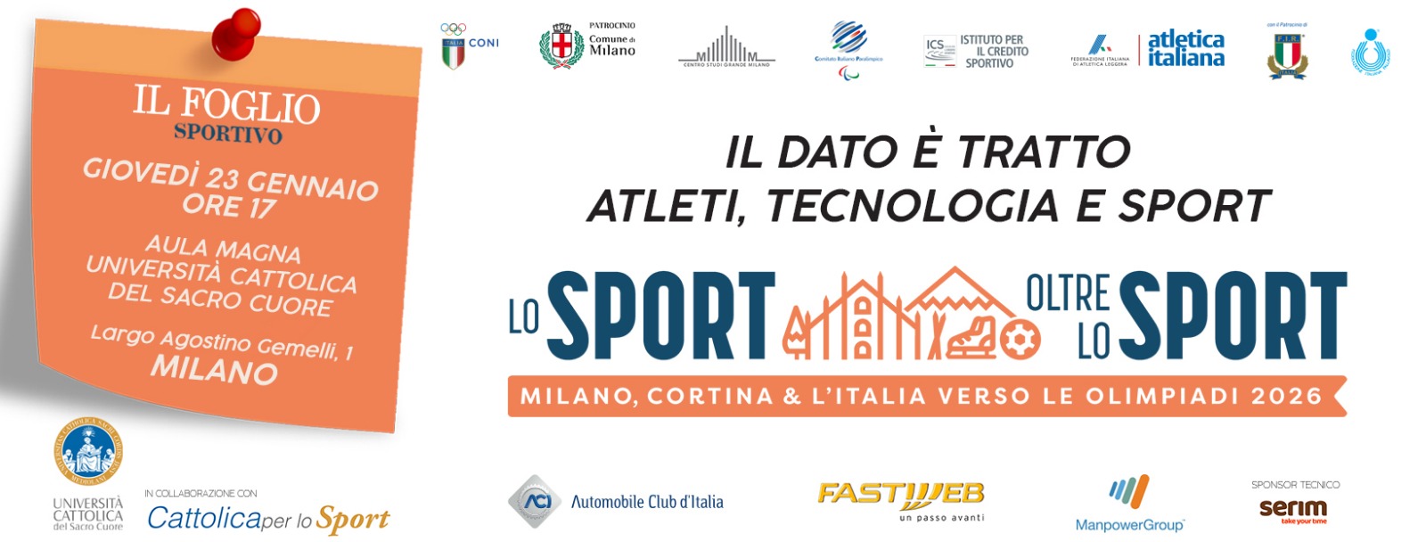 Progetto “Lo Sport oltre lo sport”, con focus “Sport e tecnologia”.
